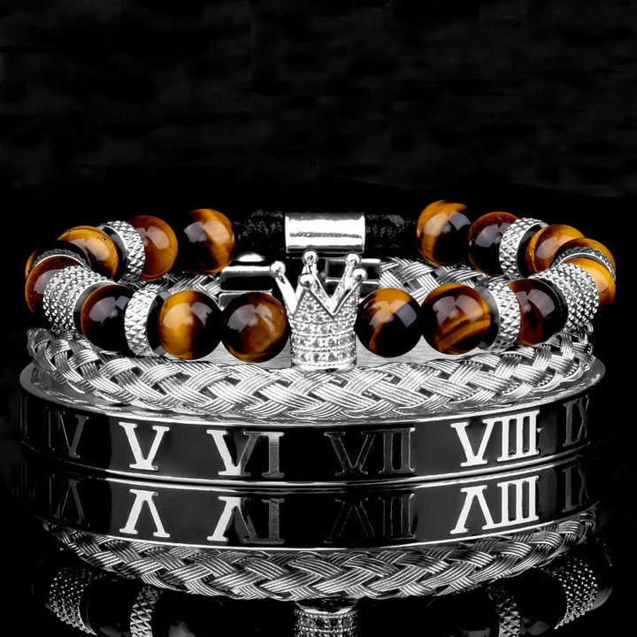 WorldNorse Royal Crown Stones Bracelet Set - Silver Drip Oil - Yellow Tiger Eye - image 18