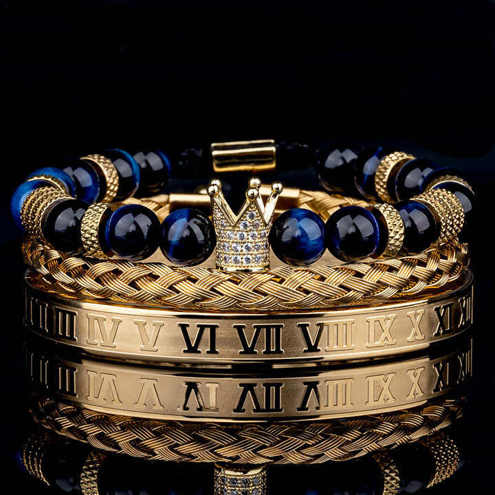 WorldNorse Royal Crown Stones Bracelet Set - Golden Rome - Blue Tiger Eye - image 2
