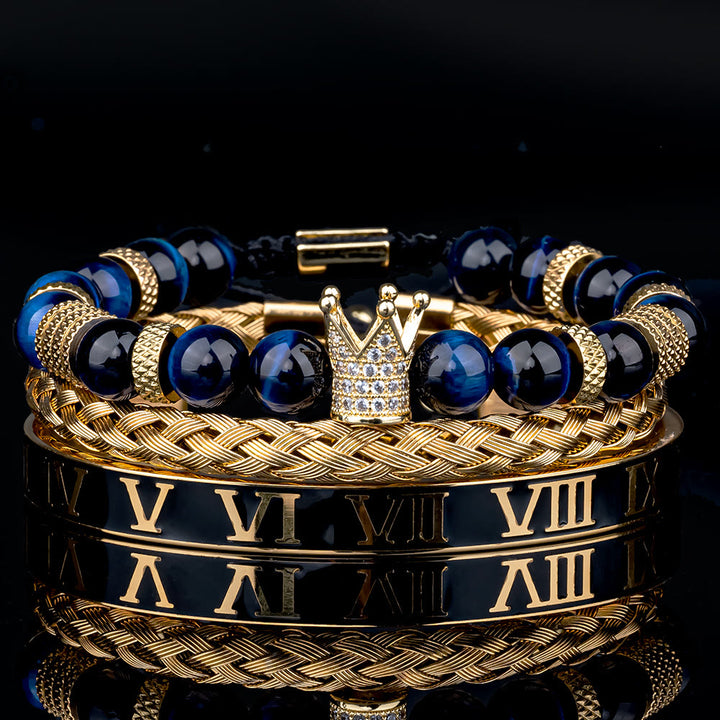 WorldNorse Royal Crown Stones Bracelet Set - Golden Drip Oil - Blue Tiger Eye - image 12