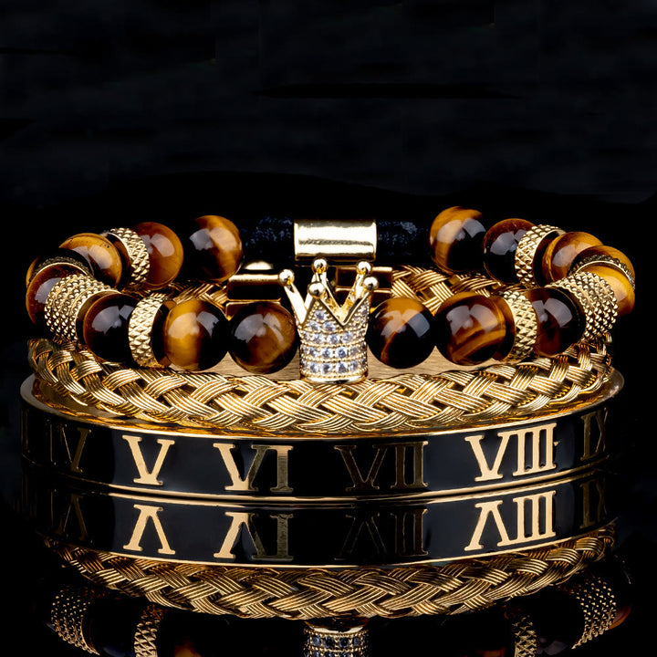 WorldNorse Royal Crown Stones Bracelet Set - Golden Drip Oil - Yellow Tiger Eye - image 11