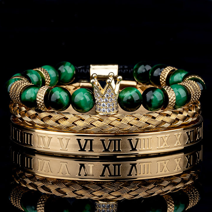 WorldNorse Royal Crown Stones Bracelet Set - Golden Rome - Green Tiger Eye - image 4