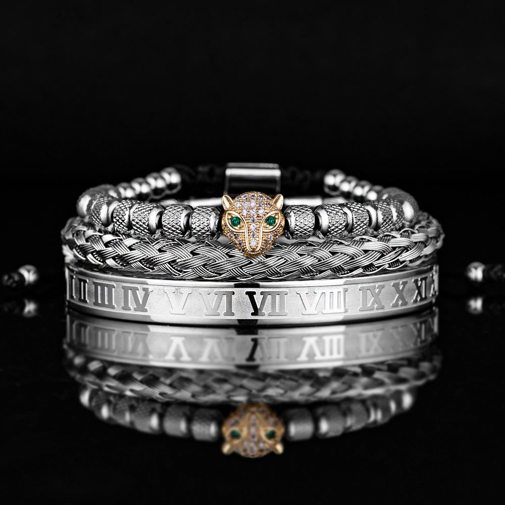 WorldNorse Regal Panther Bracelet - Silver&Gold 3-Piece Set - White Zircon - image 29