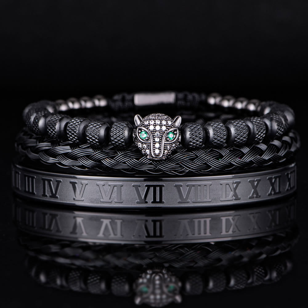 WorldNorse Regal Panther Bracelet - Black 3-Piece Set - White Zircon - image 20
