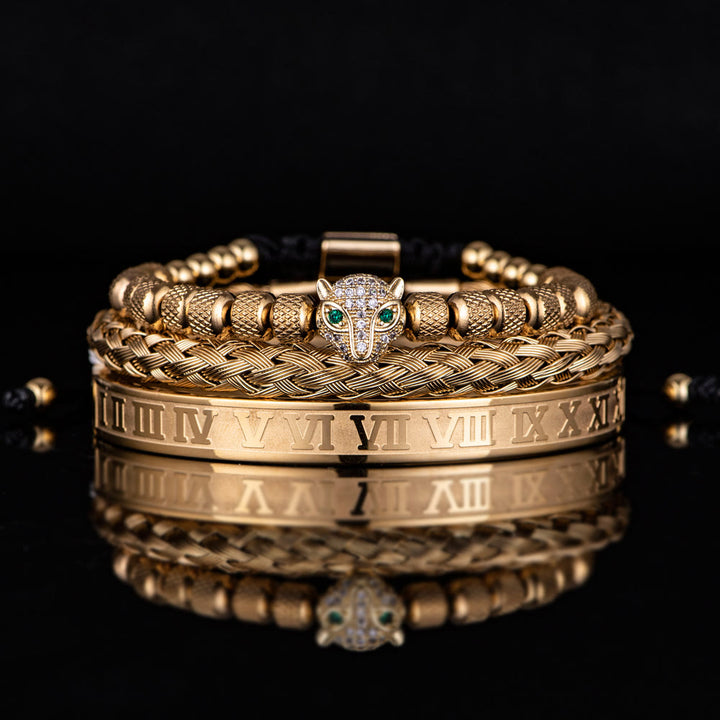 WorldNorse Regal Panther Bracelet - Gold 3-Piece Set - White Zircon - image 25