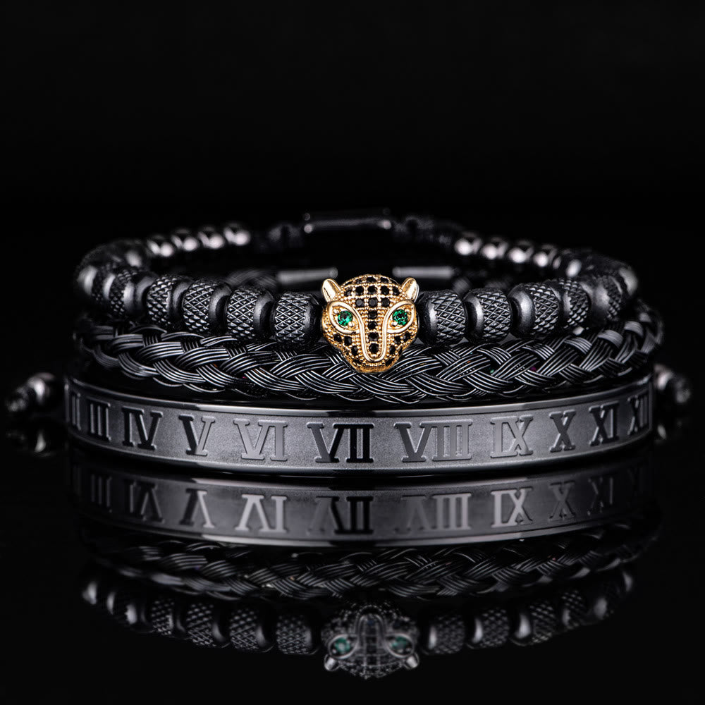 WorldNorse Regal Panther Bracelet - Black&Gold 3-Piece Set - Black Zircon - image 30