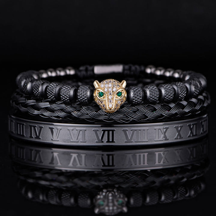 WorldNorse Regal Panther Bracelet - Black&Gold 3-Piece Set - White Zircon - image 31