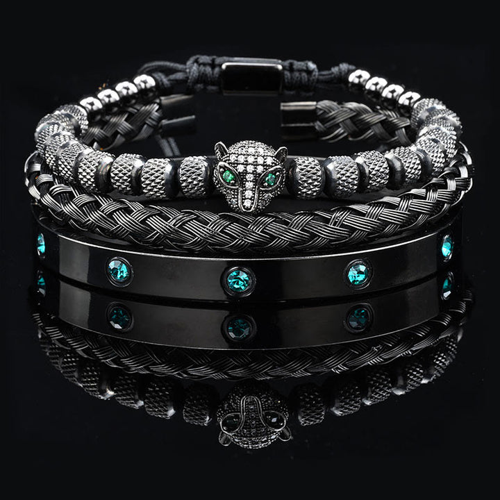 WorldNorse Green Zircon-Inlaid Bracelet Set