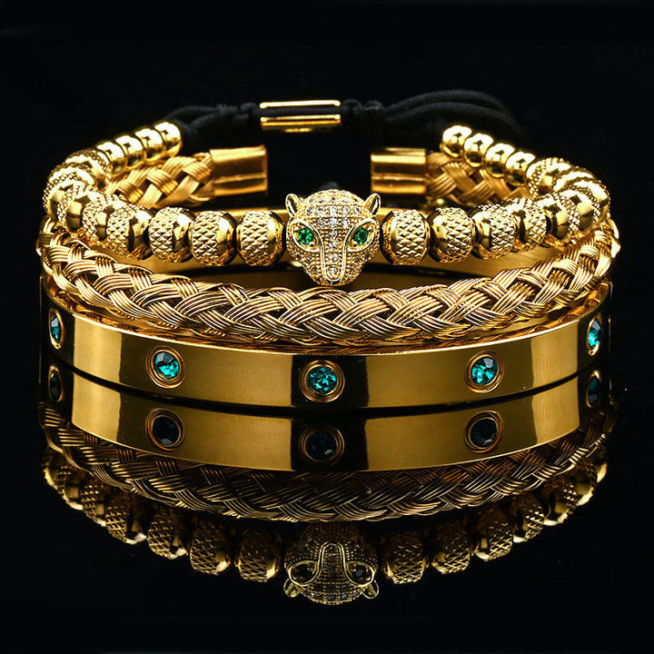 WorldNorse Green Zircon-Inlaid Bracelet Set - Gold - White Zircon - image 7