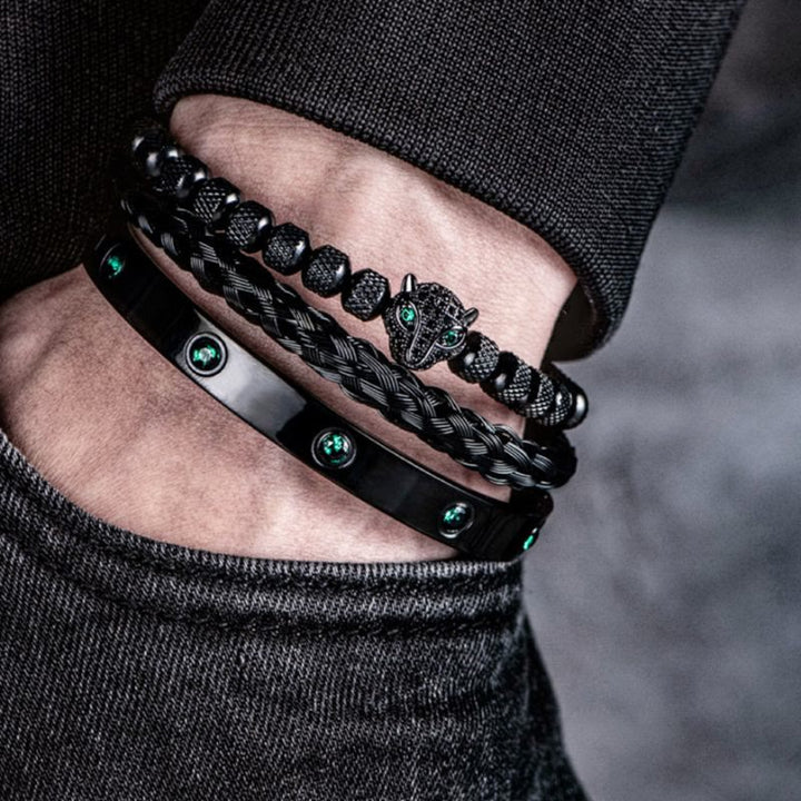 WorldNorse Green Zircon-Inlaid Bracelet Set - image 1