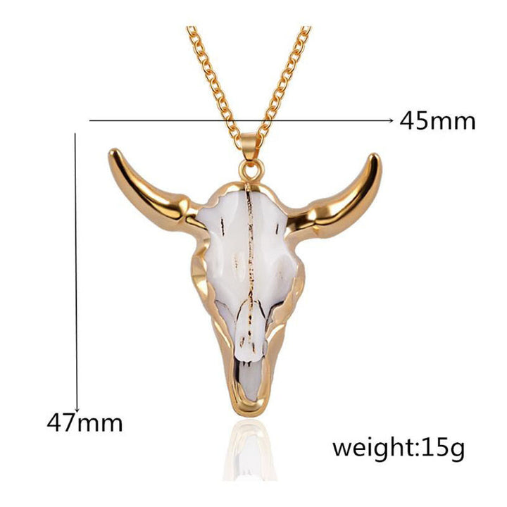 WorldNorse Gold White Longhorn Ox Necklace