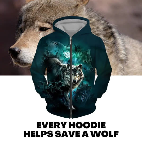 WorldNorse Wolves Howling Hoodie