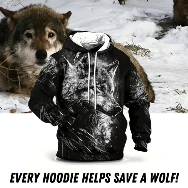 WorldNorse Winter Flame Wolf Hoodie