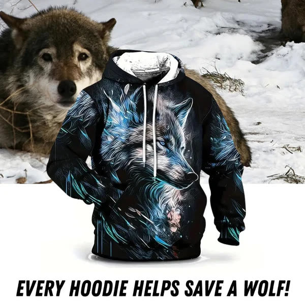 WorldNorse Winter Flame Wolf Hoodie