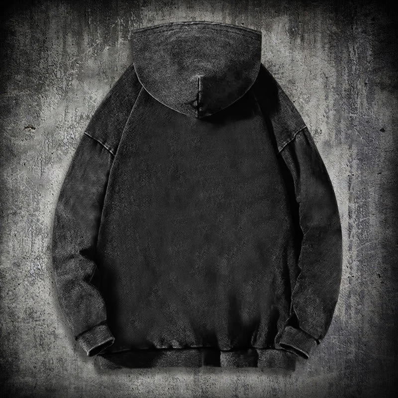WorldNorse Gothic Raven Vegvisir Print Washed Hoodie - image 1
