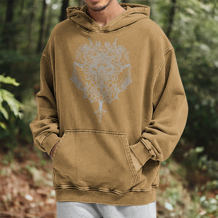 WorldNorse Fenrir Wolf Tree Of Life Washed Hoodie - image 30