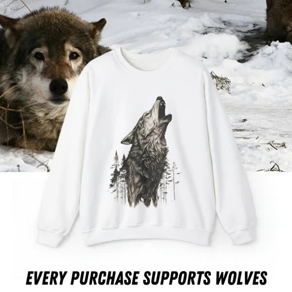 WorldNorse Winter Wolf Howling Sweatshirt