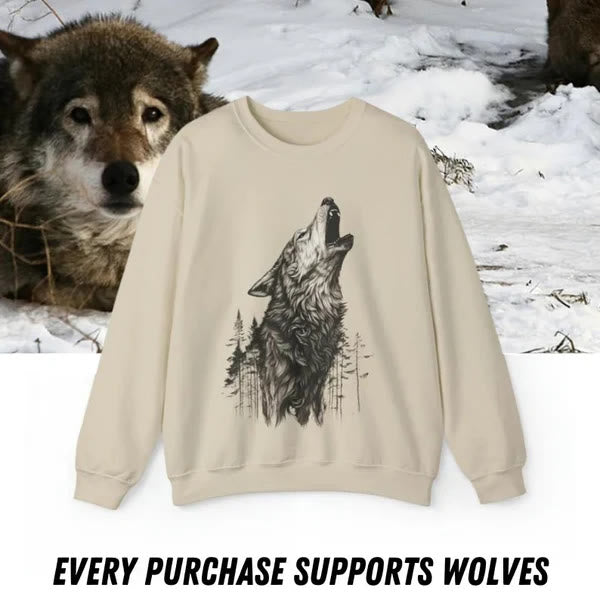 WorldNorse Winter Wolf Howling Sweatshirt