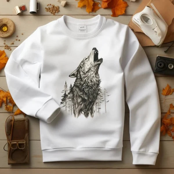 WorldNorse Winter Wolf Howling Sweatshirt