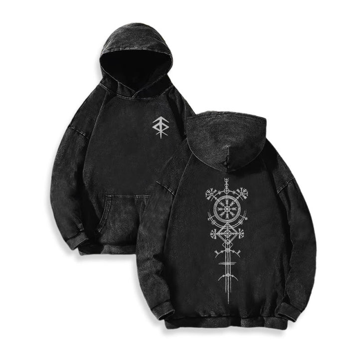 WorldNorse Vegvisir Double-Sided Print Washed Hoodie