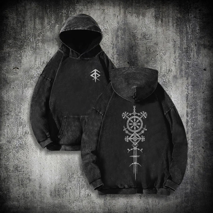 WorldNorse Vegvisir Double-Sided Print Washed Hoodie