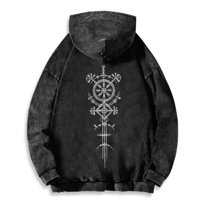 WorldNorse Vegvisir Double-Sided Print Washed Hoodie