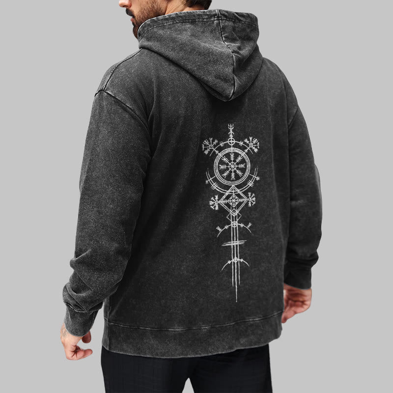 WorldNorse Vegvisir Double-Sided Print Washed Hoodie