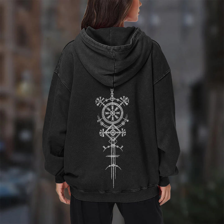 WorldNorse Vegvisir Double-Sided Print Washed Hoodie