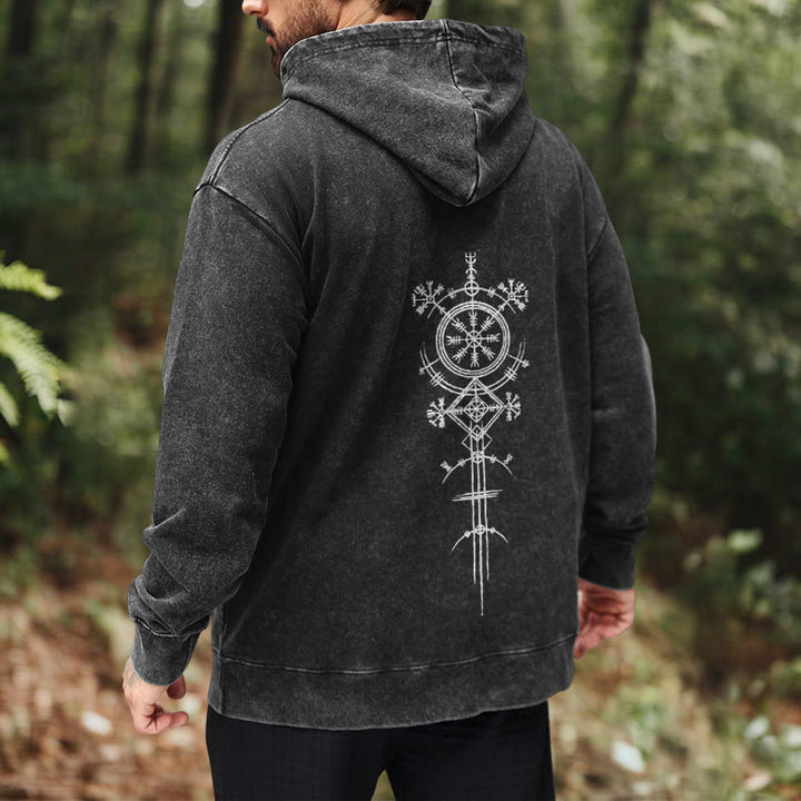 WorldNorse Vegvisir Double-Sided Print Washed Hoodie