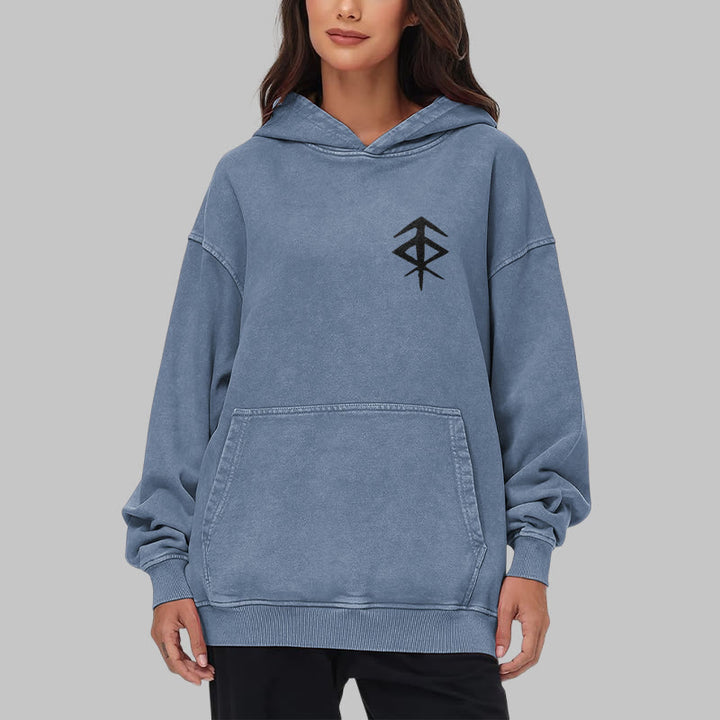 WorldNorse Vegvisir Double-Sided Print Washed Hoodie