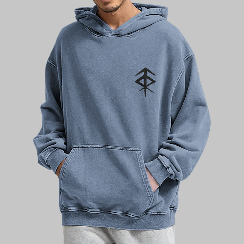 WorldNorse Vegvisir Double-Sided Print Washed Hoodie