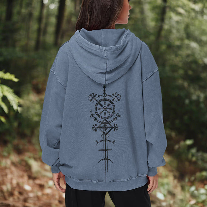 WorldNorse Vegvisir Double-Sided Print Washed Hoodie