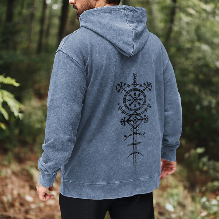 WorldNorse Vegvisir Double-Sided Print Washed Hoodie