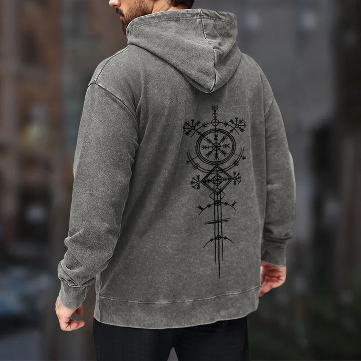 WorldNorse Vegvisir Double-Sided Print Washed Hoodie