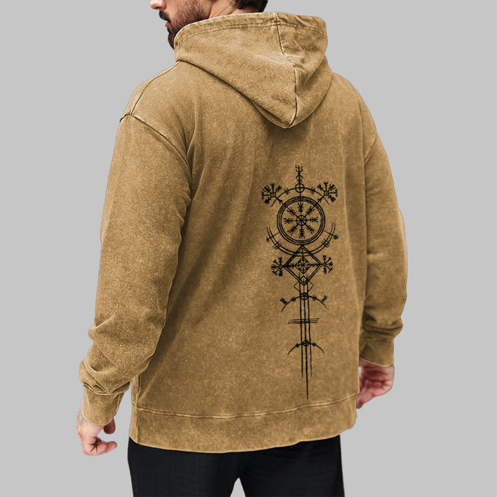 WorldNorse Vegvisir Double-Sided Print Washed Hoodie