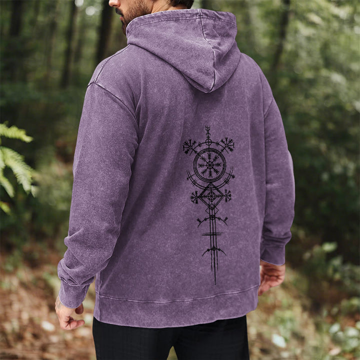 WorldNorse Vegvisir Double-Sided Print Washed Hoodie