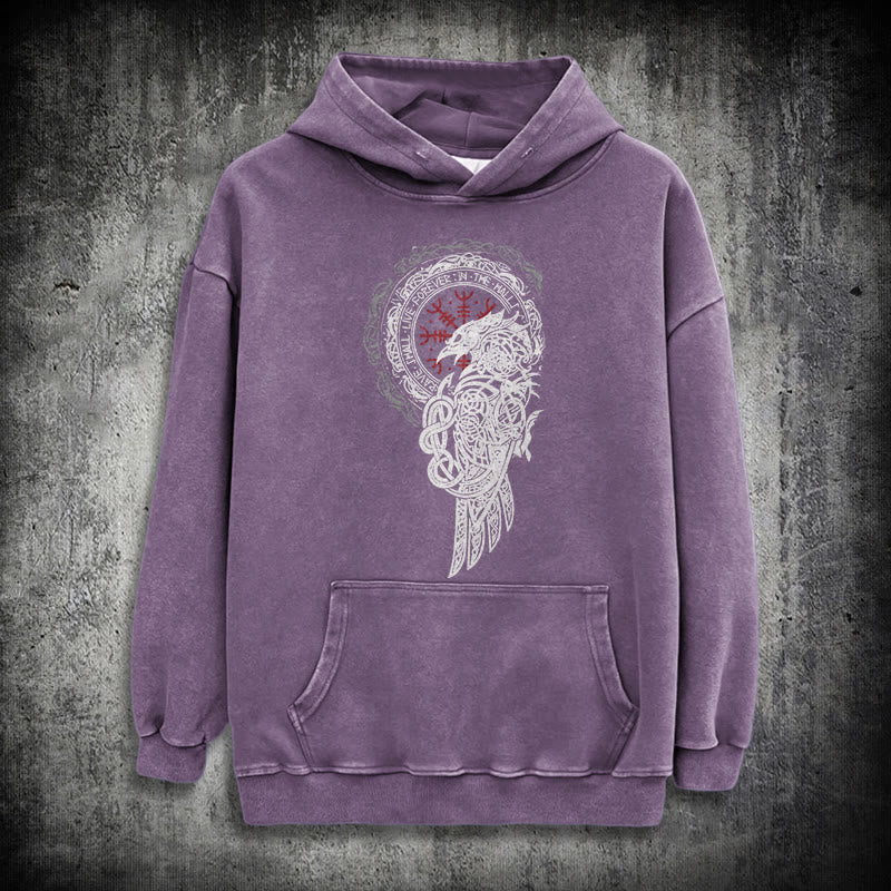 WorldNorse Celtic Raven Helm Of Awe Washed Hoodie - Purple - 3XL - image 34