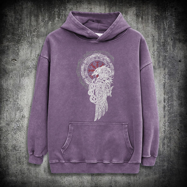 WorldNorse Celtic Raven Helm Of Awe Washed Hoodie - Purple - 3XL - image 33