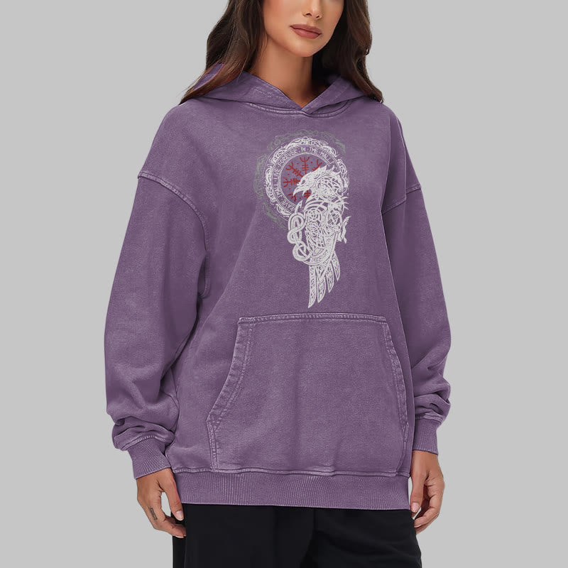 WorldNorse Celtic Raven Helm Of Awe Washed Hoodie - image 38