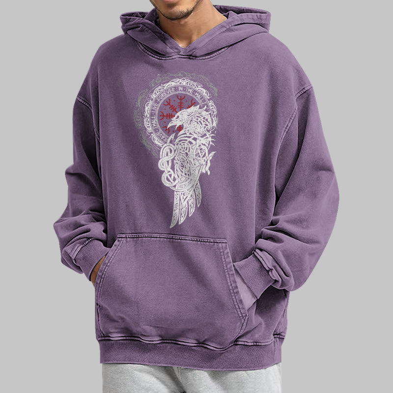 WorldNorse Celtic Raven Helm Of Awe Washed Hoodie - image 36