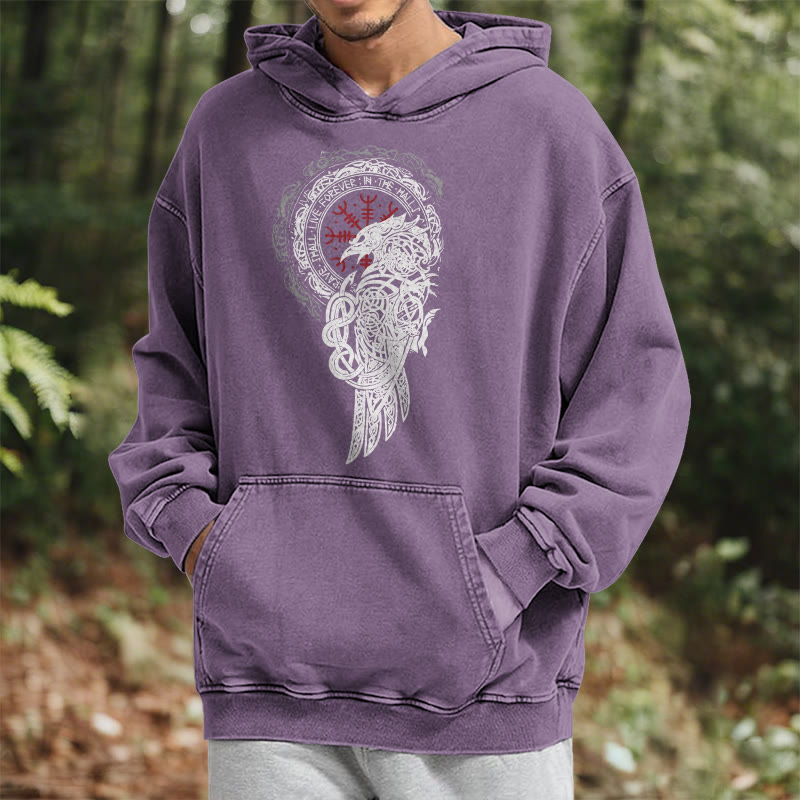 WorldNorse Celtic Raven Helm Of Awe Washed Hoodie - image 37