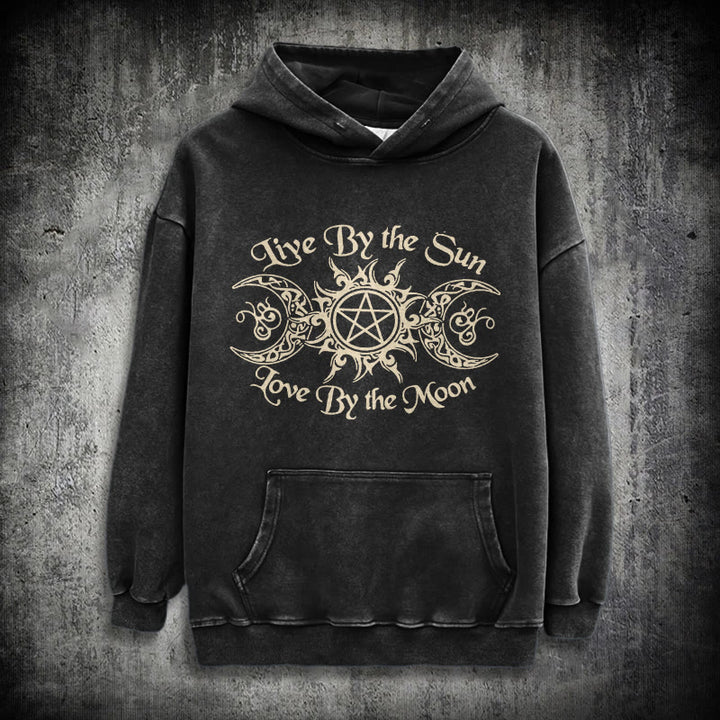 WorldNorse Live By The Sun Celtic Knot Washed Hoodie - Black - 3XL - image 0