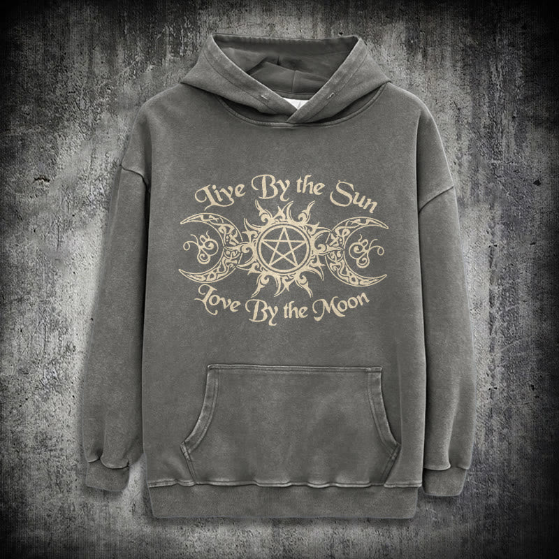 WorldNorse Live By The Sun Celtic Knot Washed Hoodie - Grey - 3XL - image 11