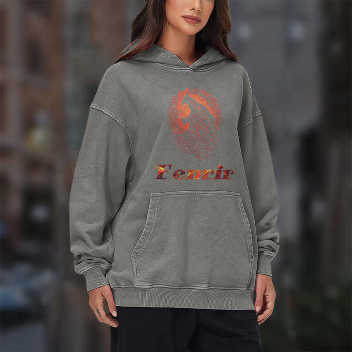 WorldNorse Fenrir Wolve Fire Washed Hoodie - image 17