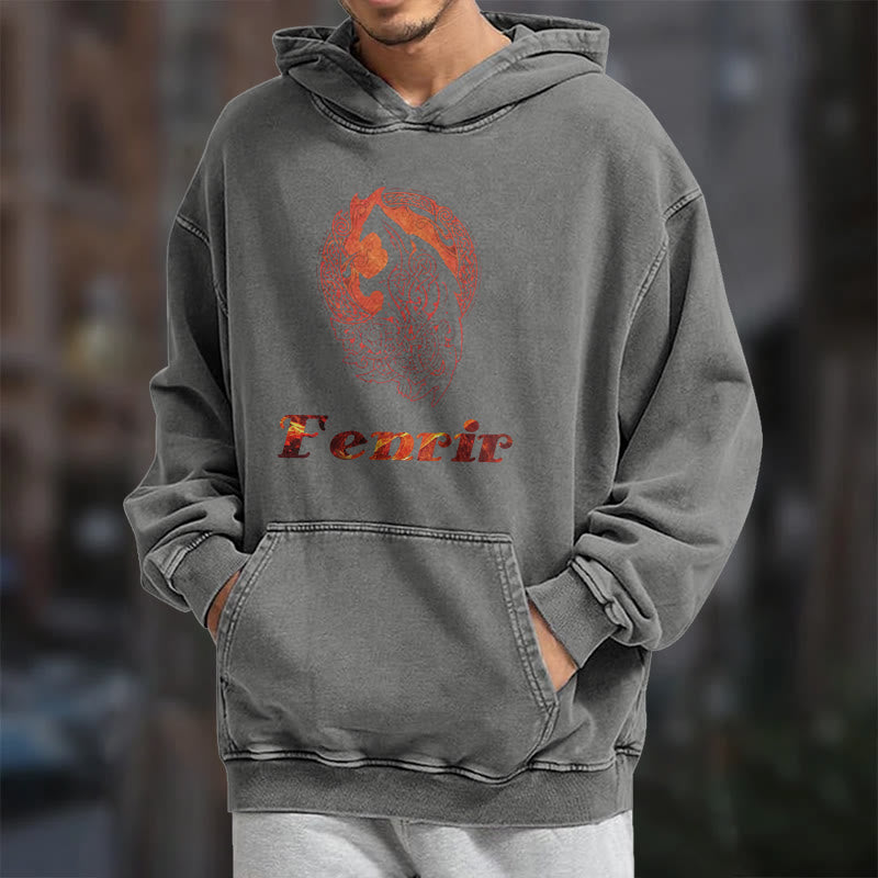 WorldNorse Fenrir Wolve Fire Washed Hoodie - image 16