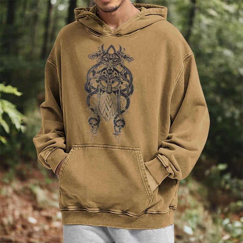 WorldNorse Odin Thor's Hammer Double-Sided Washed Hoodie - image 30
