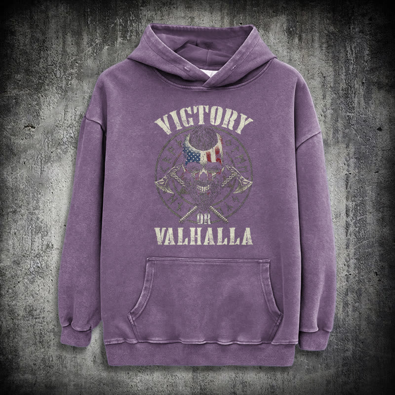 WorldNorse Victory Or Valhalla Warrior Washed Hoodie - Purple - 3XL - image 34