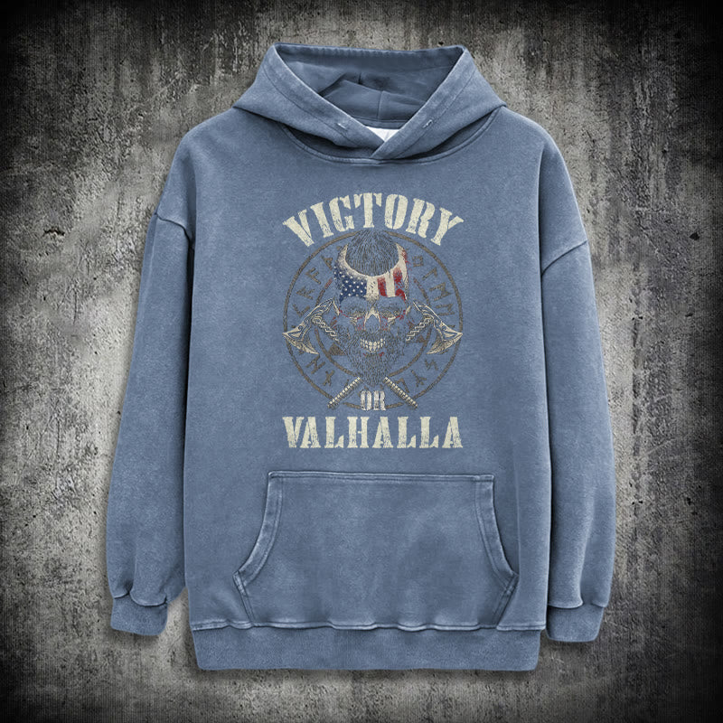 WorldNorse Victory Or Valhalla Warrior Washed Hoodie - Blue - 3XL - image 21