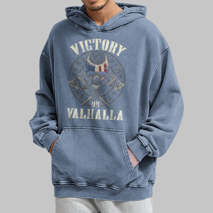 WorldNorse Victory Or Valhalla Warrior Washed Hoodie