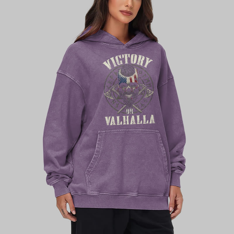 WorldNorse Victory Or Valhalla Warrior Washed Hoodie