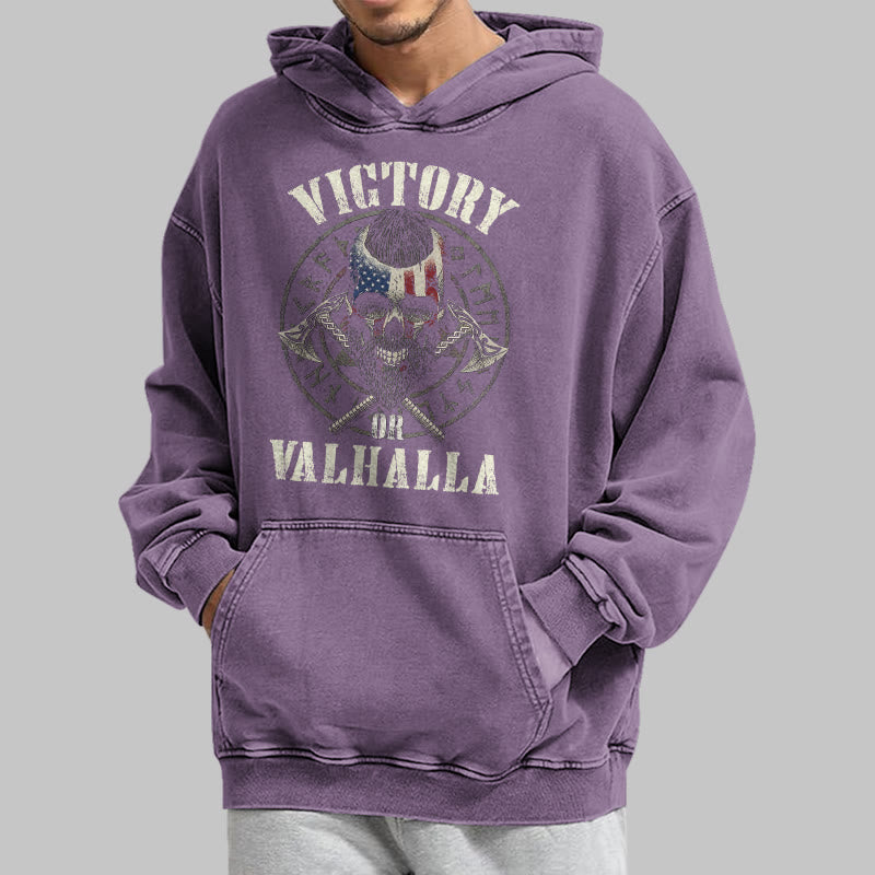 WorldNorse Victory Or Valhalla Warrior Washed Hoodie